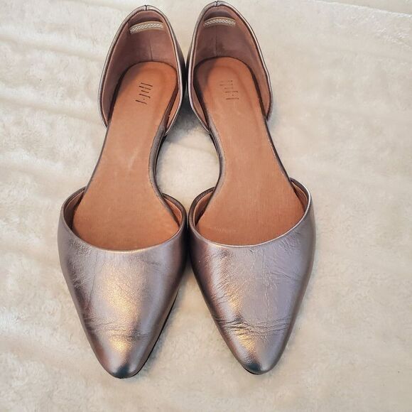 J Jill Ida D'Orsay Flats Loafers Shoes Womens 6.5 Gold Metallic Leather Slip On - Picture 3 of 9